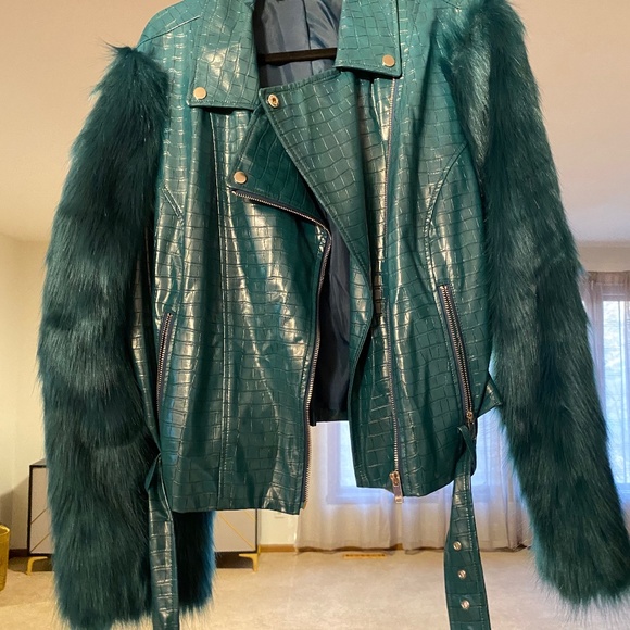 Fashion to Figure Jackets & Coats Fur And Leather Embossed Moto